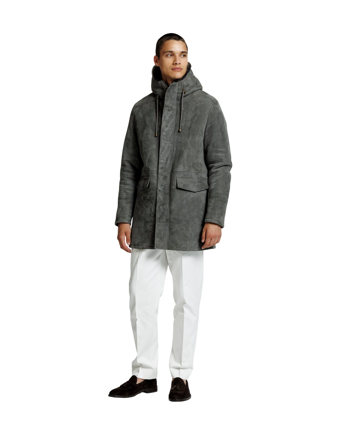 Cappotto lungo da uomo con cappuccio - Tasche con patta