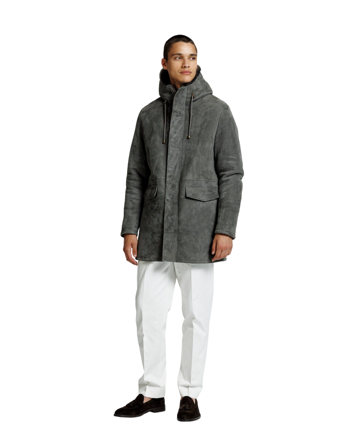 Cappotto lungo da uomo con cappuccio - Tasche con patta