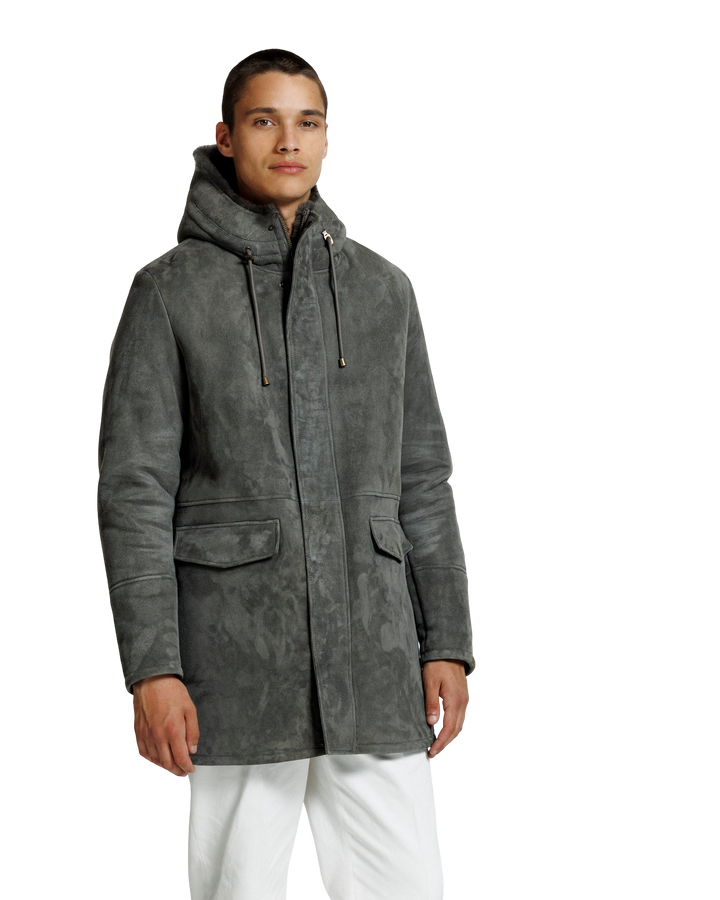 Cappotto lungo da uomo con cappuccio - Tasche con patta