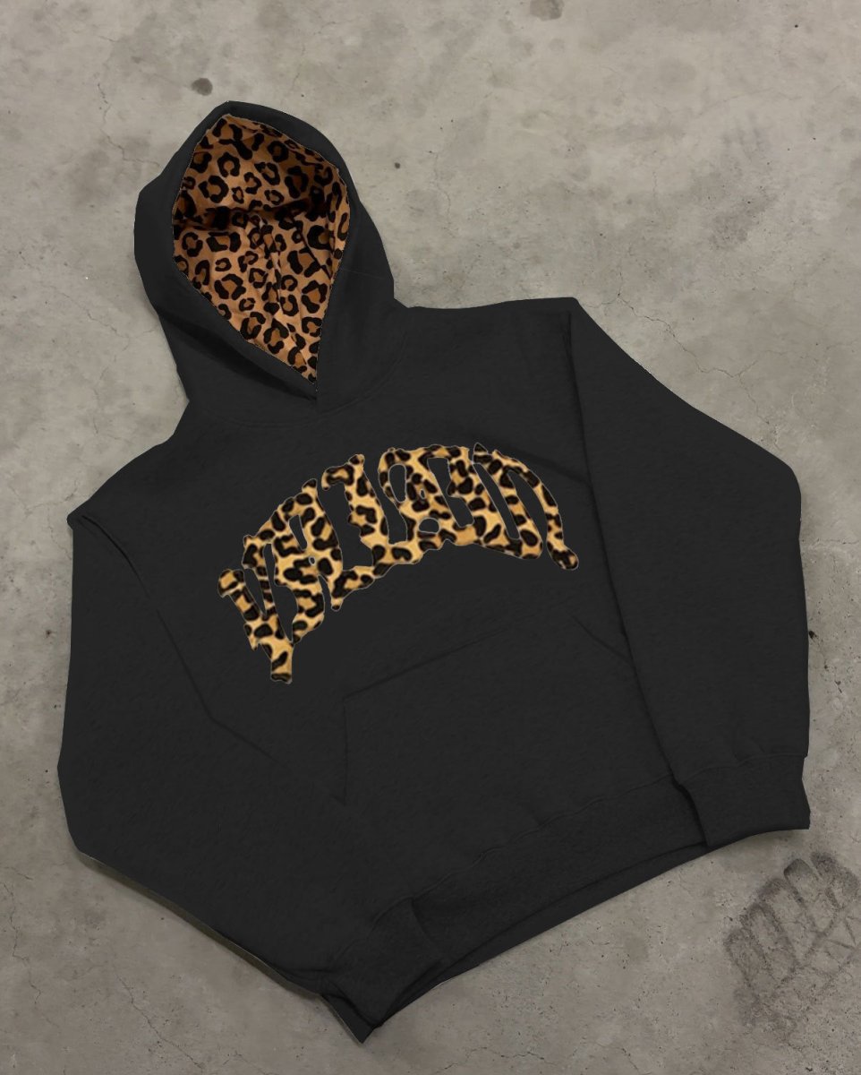 Sweat à Capuche Femme Motif Léopard Poche Kangourou