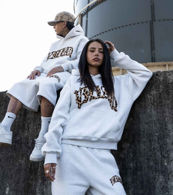 Sweat à Capuche Femme Motif Léopard Poche Kangourou