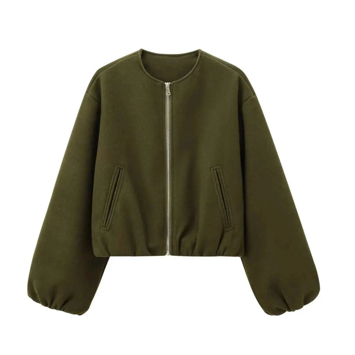 Blouson Femme Léger Zippé Col Ras Manches Longues
