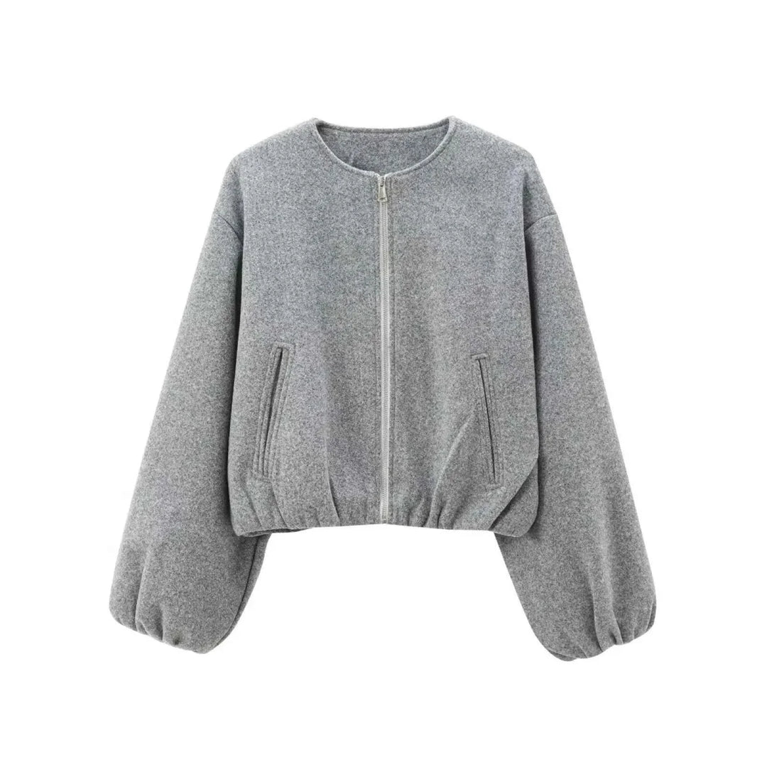 Blouson Femme Léger Zippé Col Ras Manches Longues