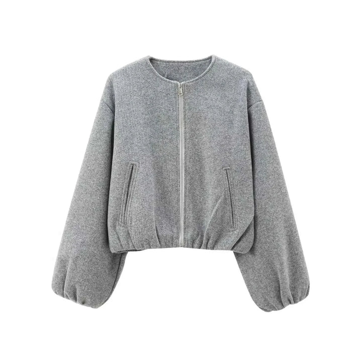 Blouson Femme Léger Zippé Col Ras Manches Longues