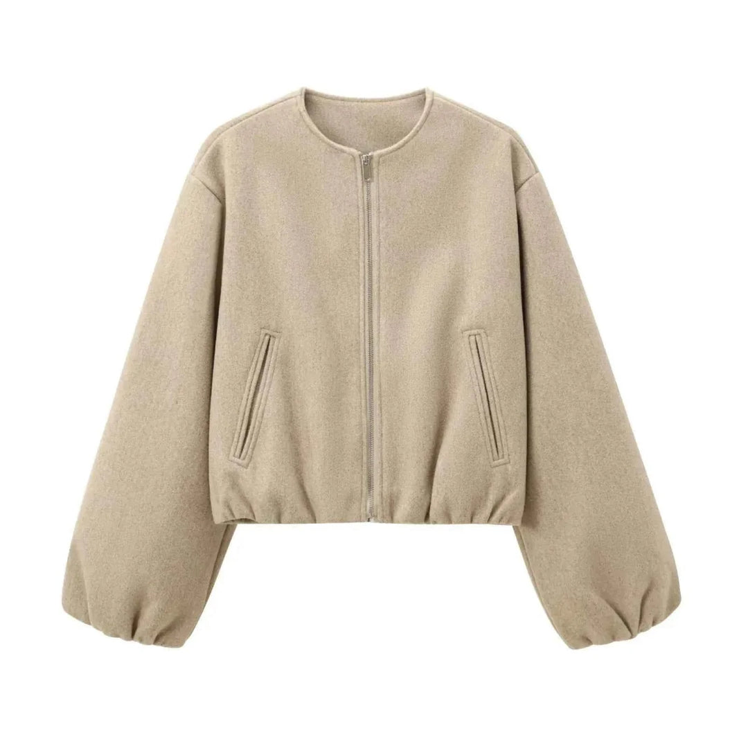 Blouson Femme Léger Zippé Col Ras Manches Longues