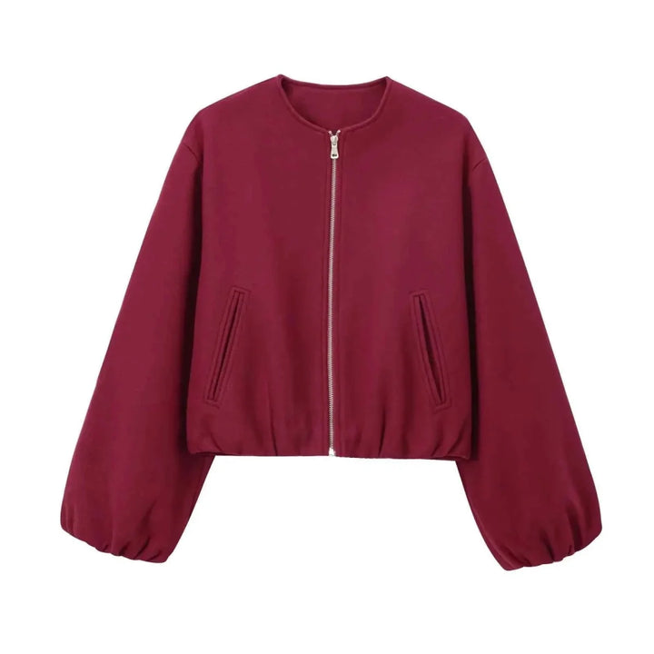 Blouson Femme Léger Zippé Col Ras Manches Longues