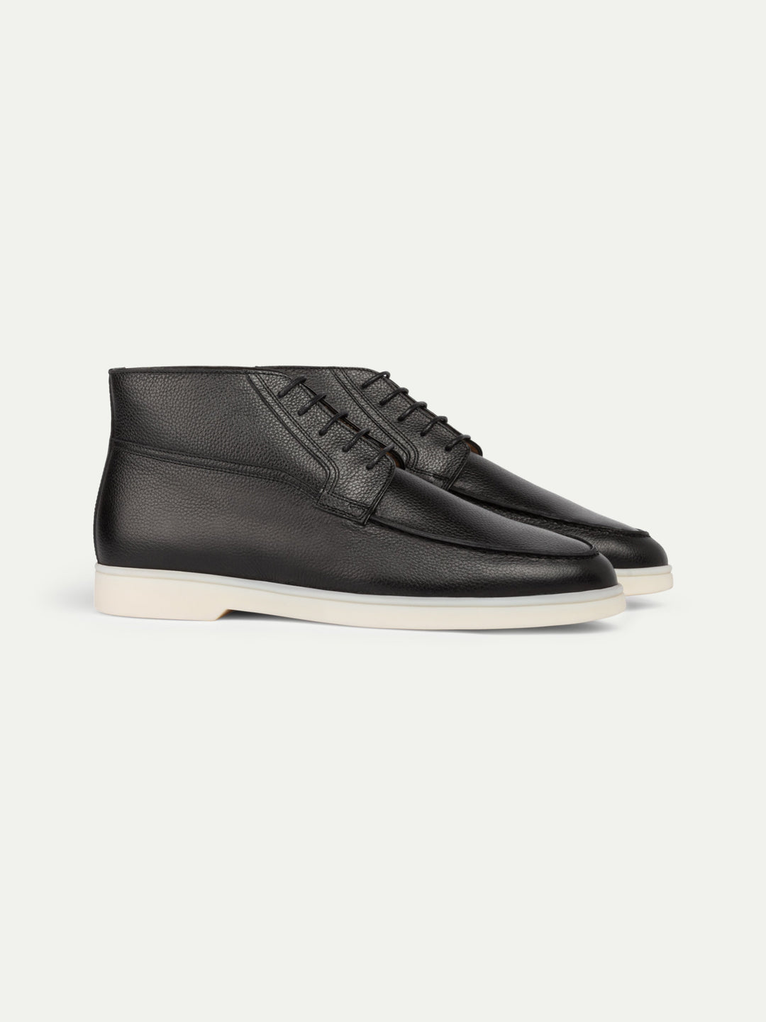 Hoge leren herenschoenen - met veters en witte zool