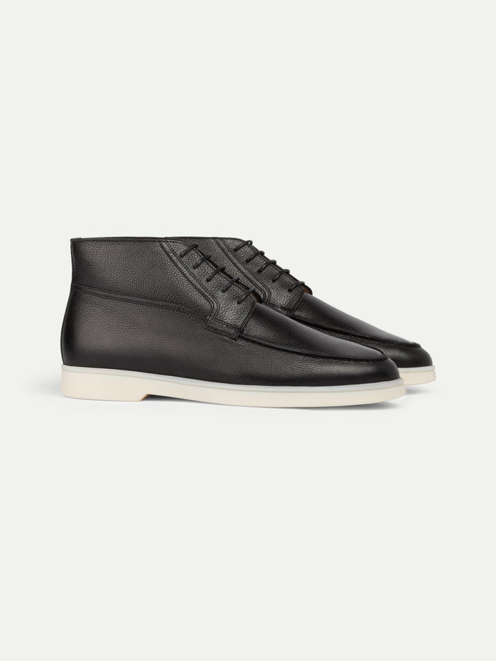 Hoge leren herenschoenen - met veters en witte zool