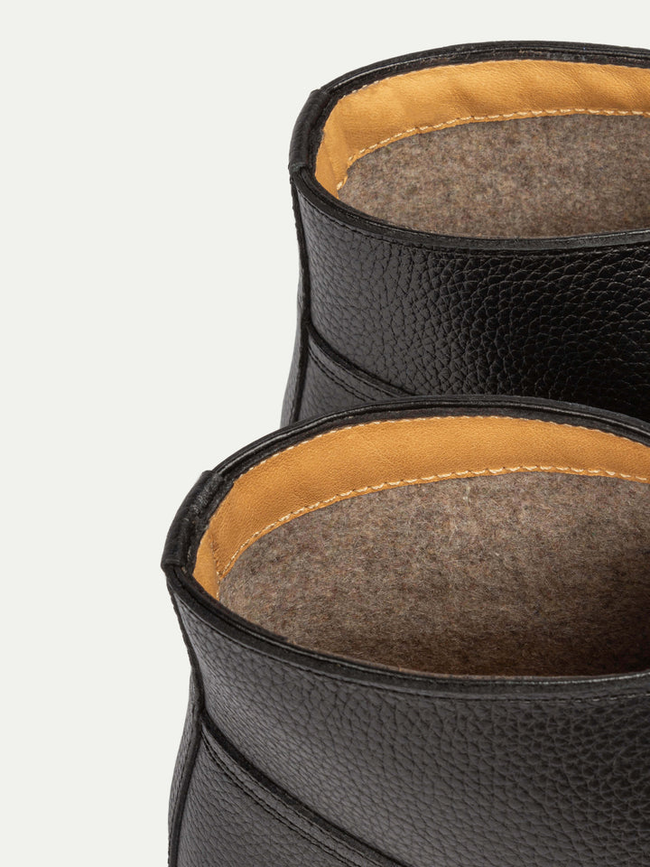 Hoge leren herenschoenen - met veters en witte zool
