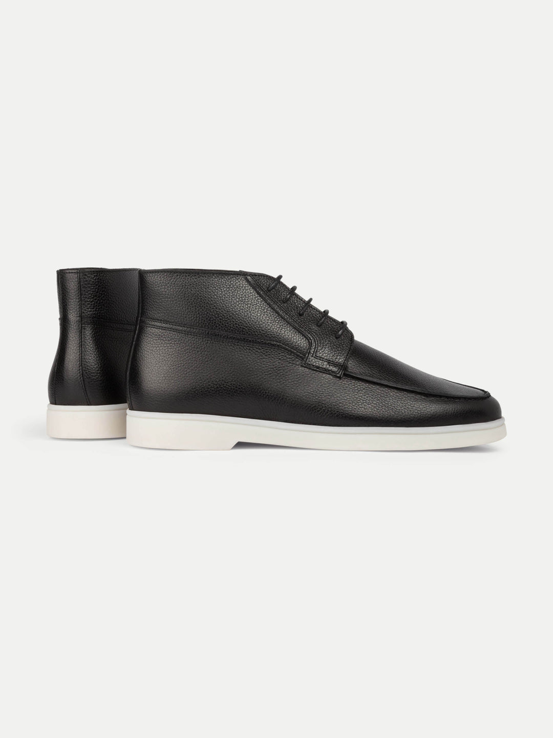 Hoge leren herenschoenen - met veters en witte zool