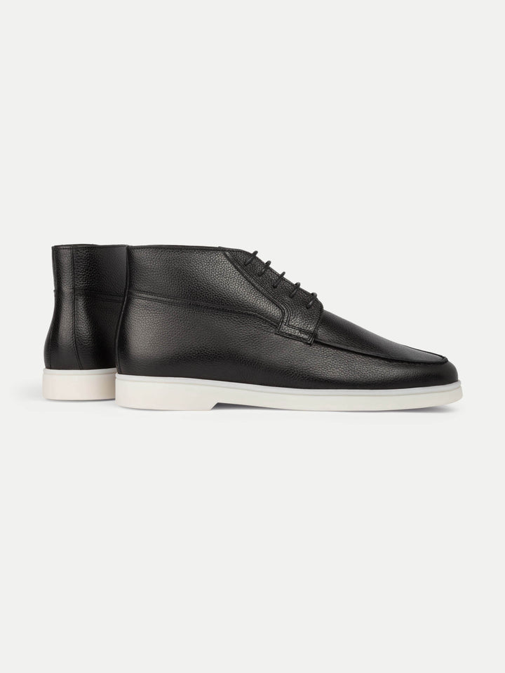 Hoge leren herenschoenen - met veters en witte zool
