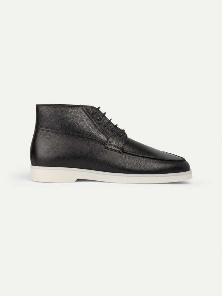 Hoge leren herenschoenen - met veters en witte zool