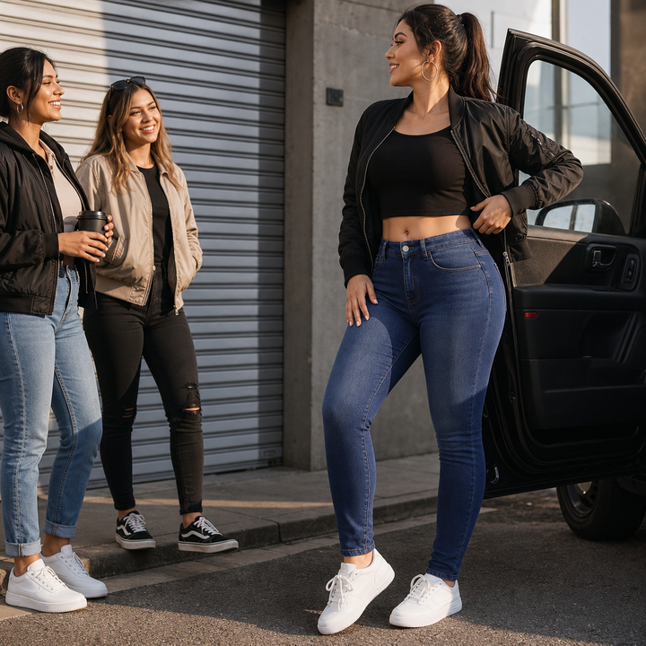 Jeans Femme Doublé Polaire Taille Haute Coupe Slim Extensible