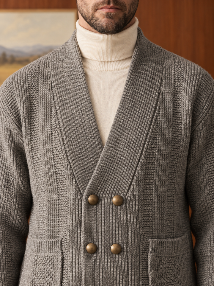 Cardigan da uomo con collo a scialle incrociato