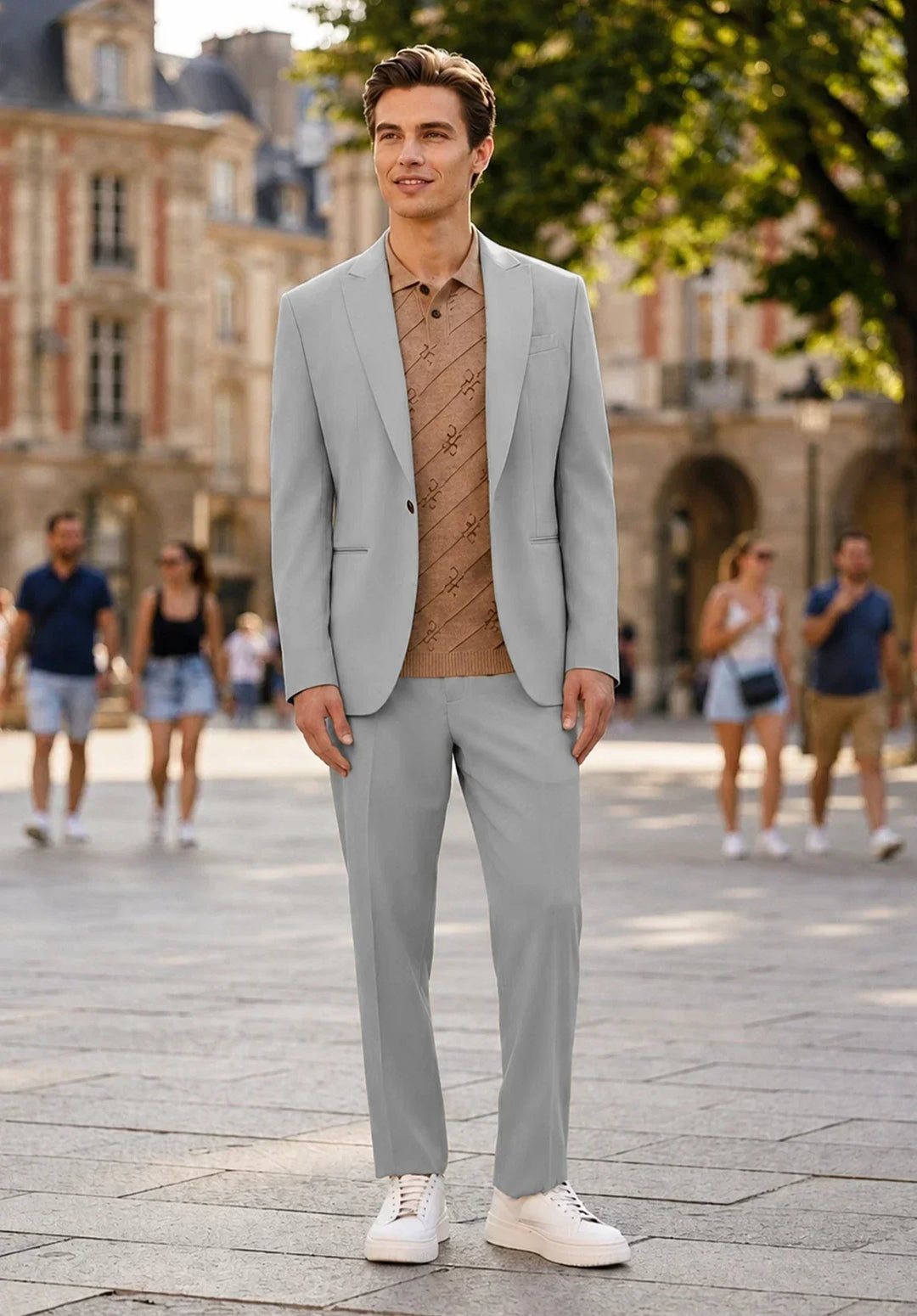 Herren-Zweiteiler mit modernem Schnitt, Ein-Knopf-Sakko und Slim-Fit-Hose