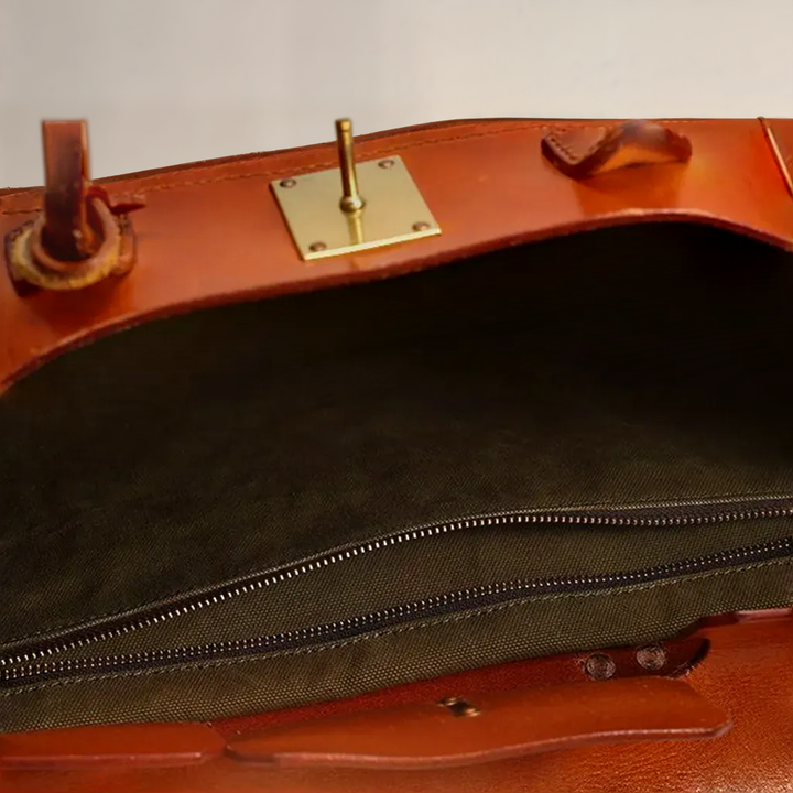 Sac de Voyage – Cuir Pleine Fleur & Toile Résistante aux Éclaboussures