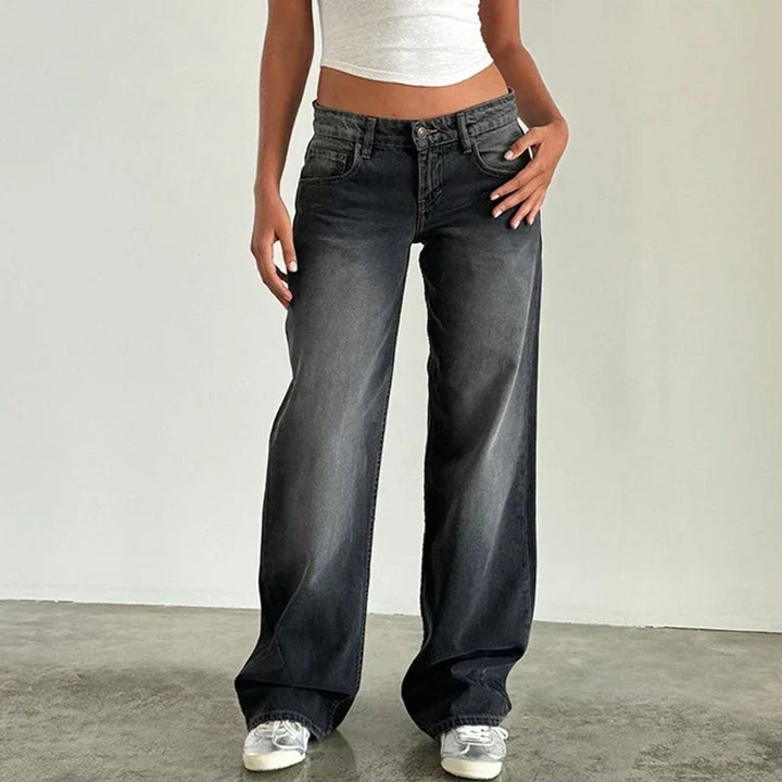 Wijde damesdenim broek - los model van een katoenmix
