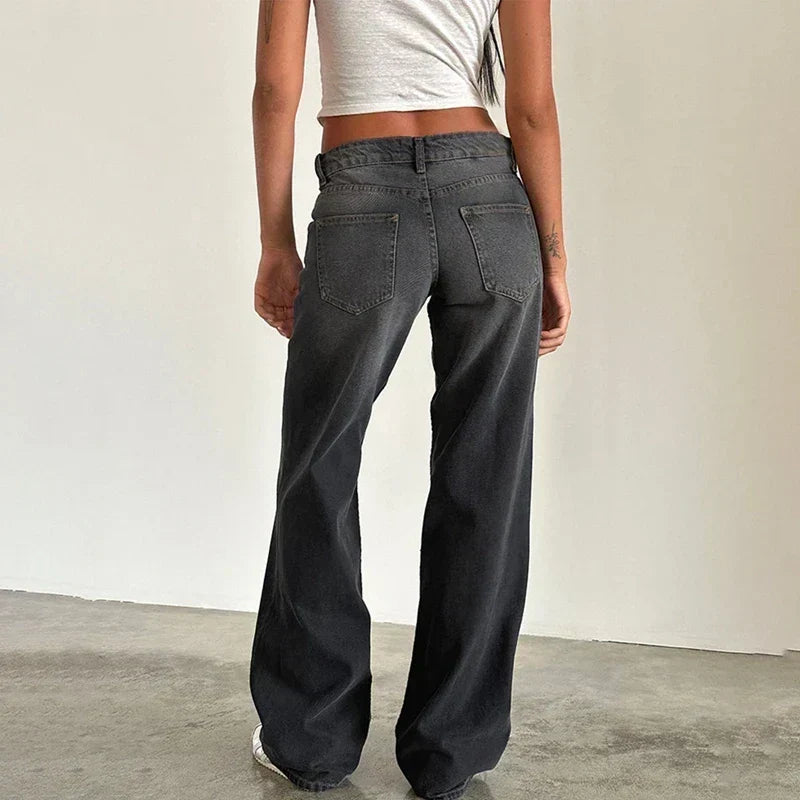 Wijde damesdenim broek - los model van een katoenmix