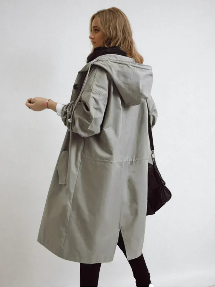 Impermeable Déperlant à Capuche et Ceinture Femme