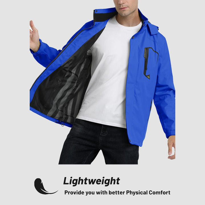 Veste de Pluie Homme Légère Imperméable à Capuche Amovible