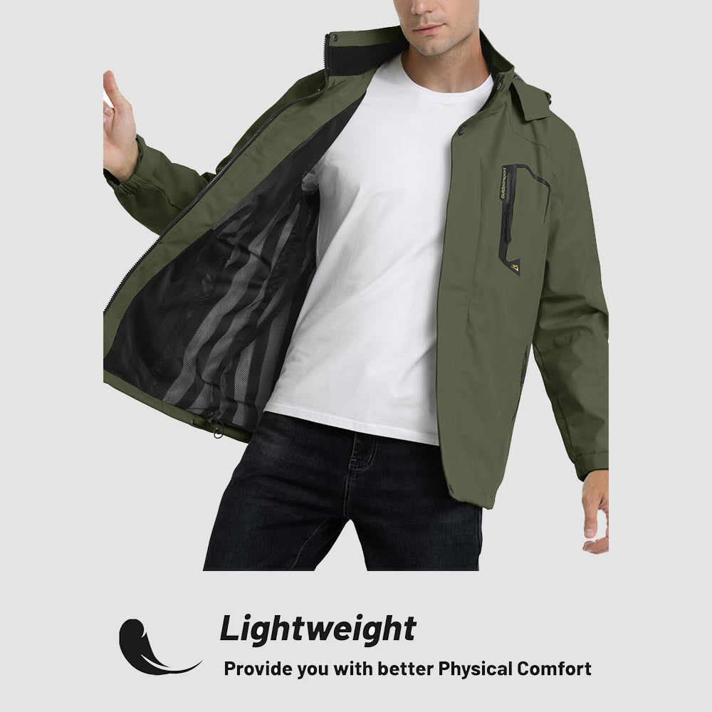 Veste de Pluie Homme Légère Imperméable à Capuche Amovible