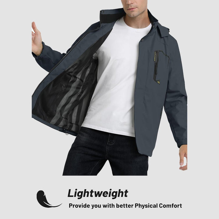 Veste de Pluie Homme Légère Imperméable à Capuche Amovible