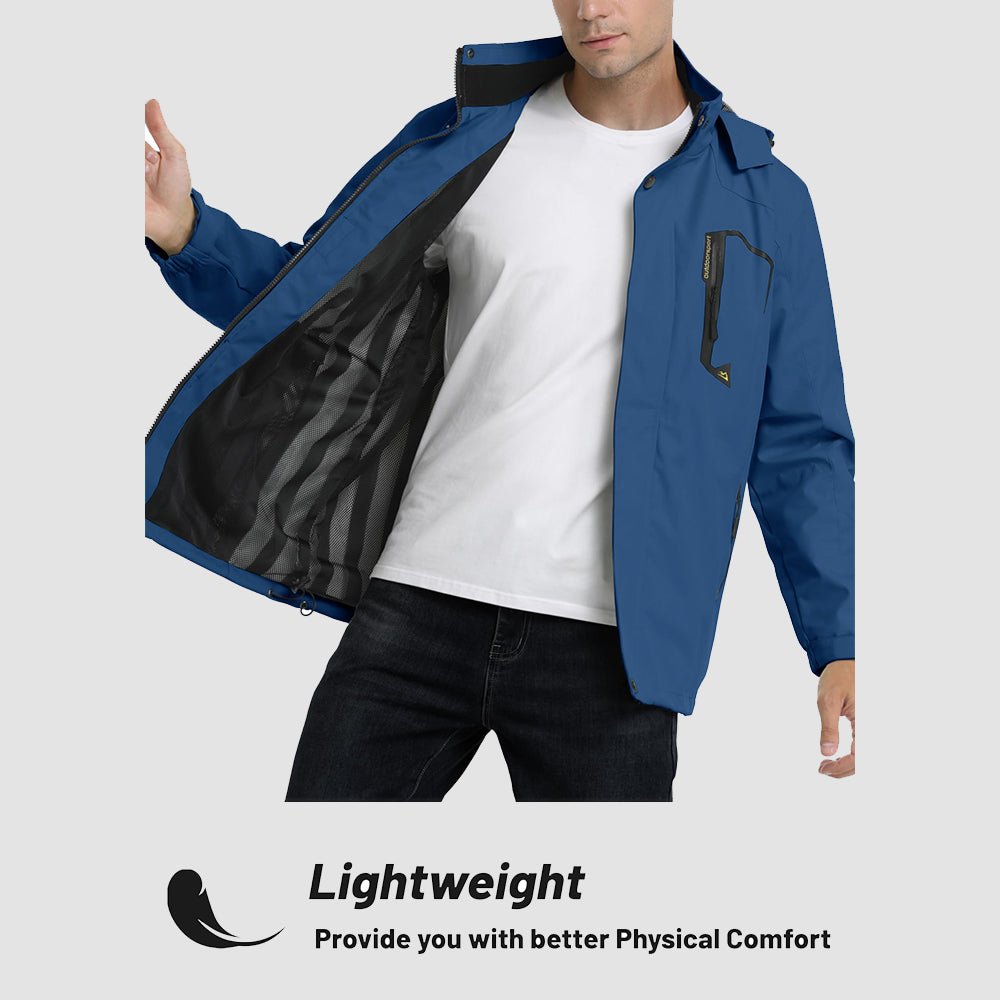 Veste de Pluie Homme Légère Imperméable à Capuche Amovible