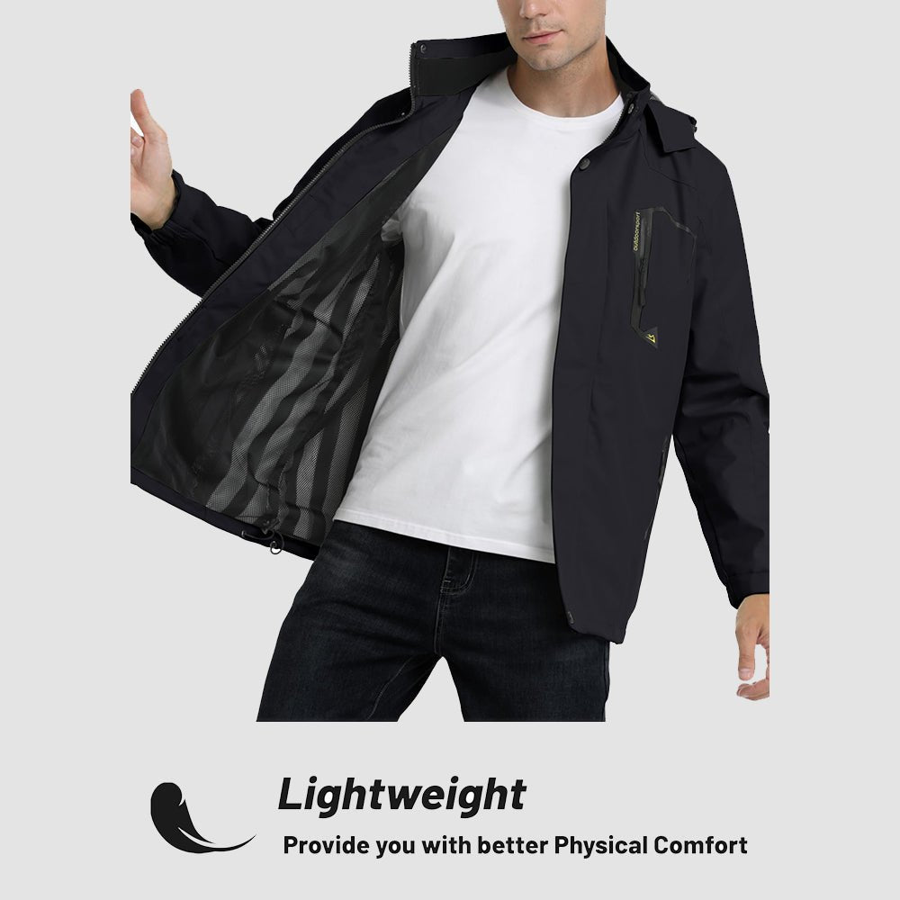 Veste de Pluie Homme Légère Imperméable à Capuche Amovible