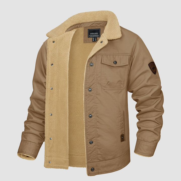 Giacca trucker da uomo foderata in sherpa con colletto risvoltato