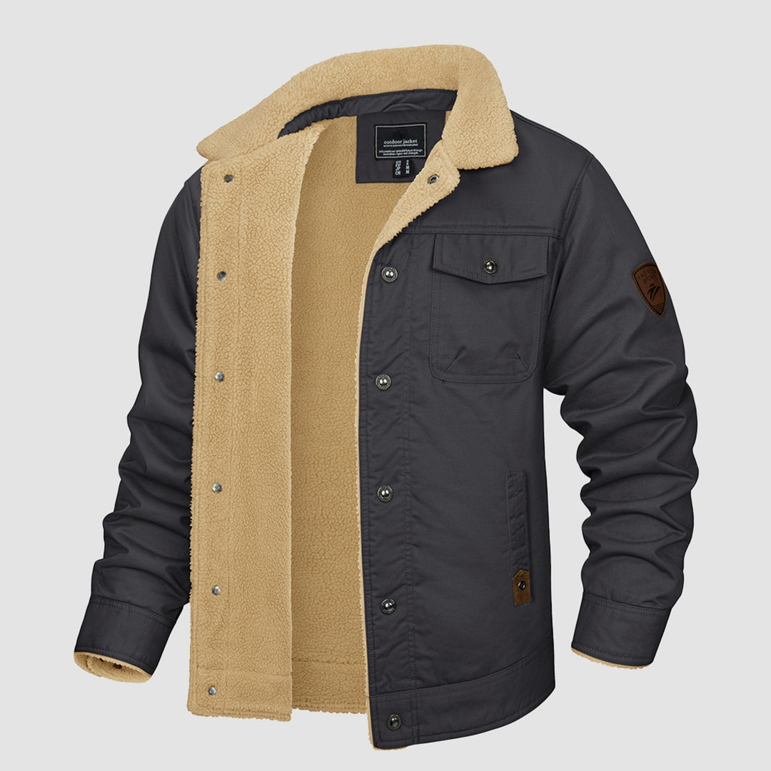 Giacca trucker da uomo foderata in sherpa con colletto risvoltato