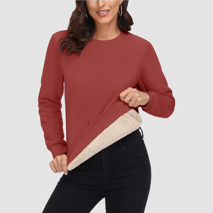 Dames-sweatshirt met fleecevoering en ronde hals
