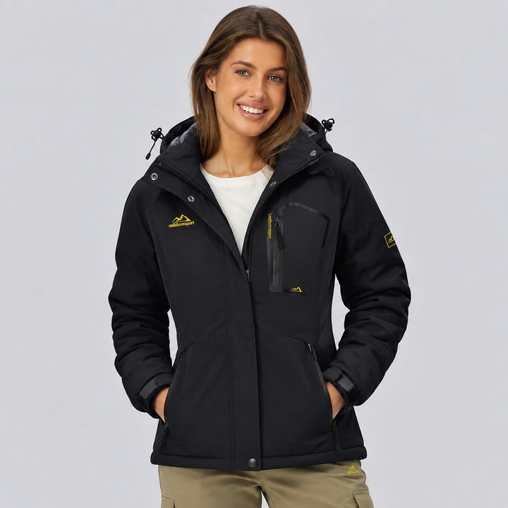 Veste de Ski Femme Doublée Polaire Imperméable Col Montant