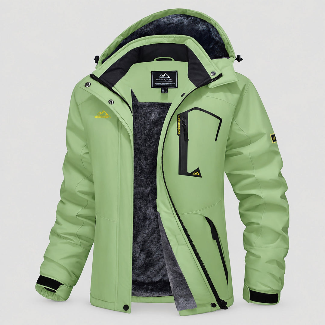 Veste de Ski Femme Doublée Polaire Imperméable Col Montant