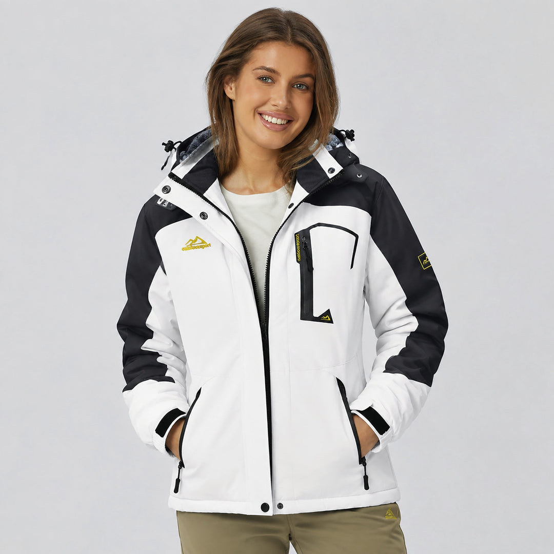 Veste de Ski Femme Doublée Polaire Imperméable Col Montant
