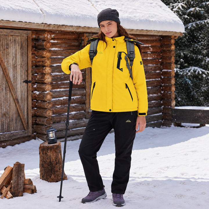 Veste de Ski Femme Doublée Polaire Imperméable Col Montant
