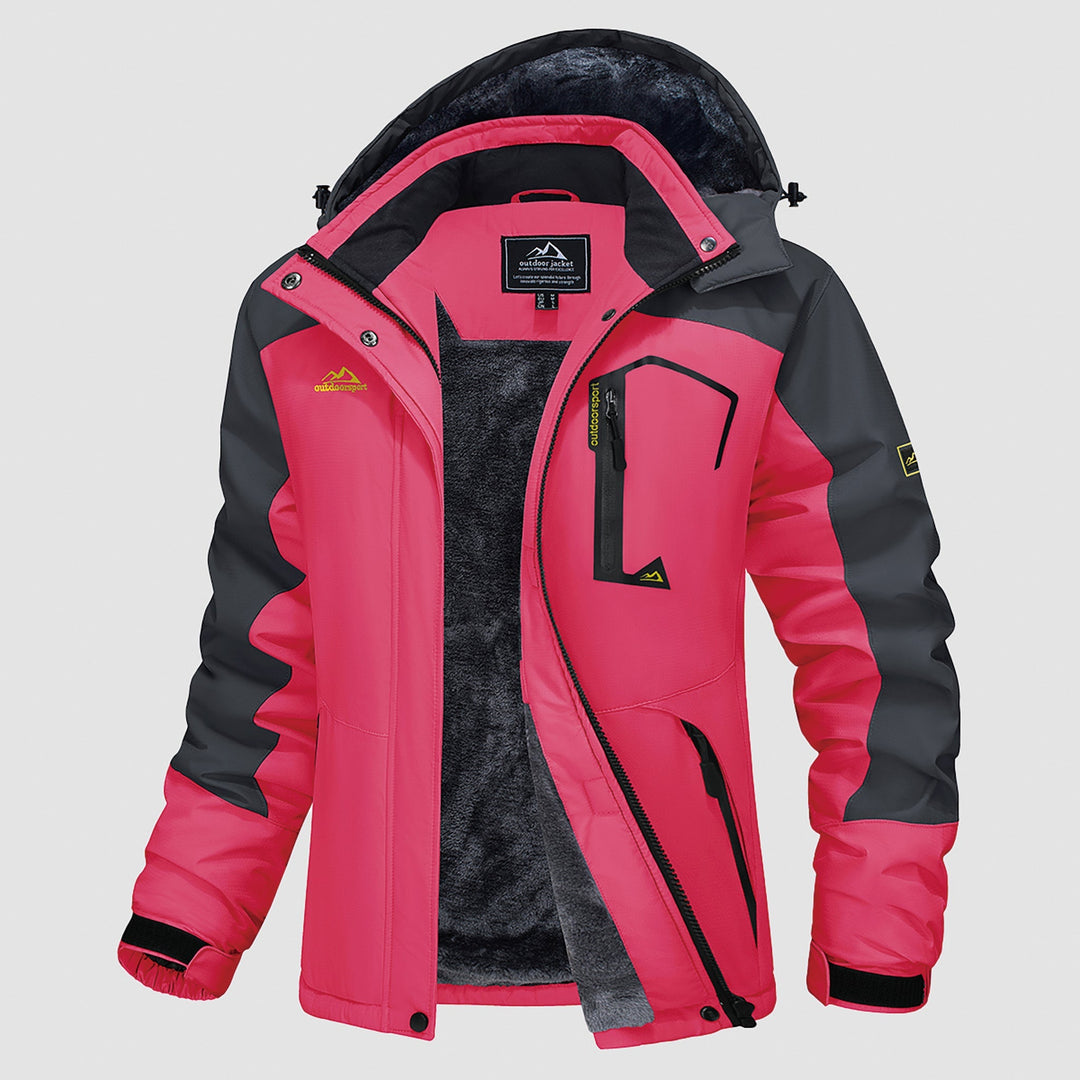 Veste de Ski Femme Doublée Polaire Imperméable Col Montant