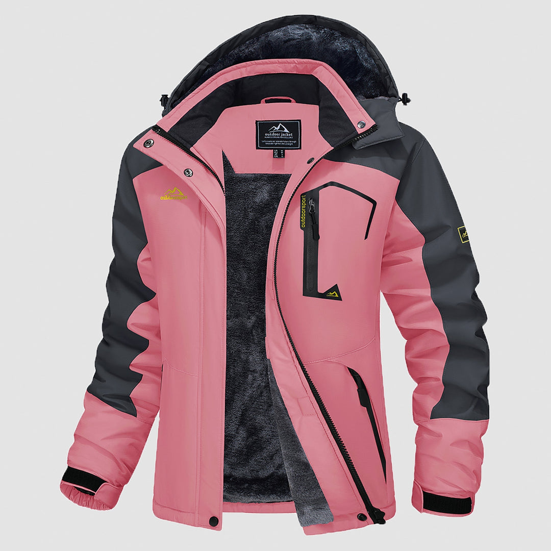 Veste de Ski Femme Doublée Polaire Imperméable Col Montant