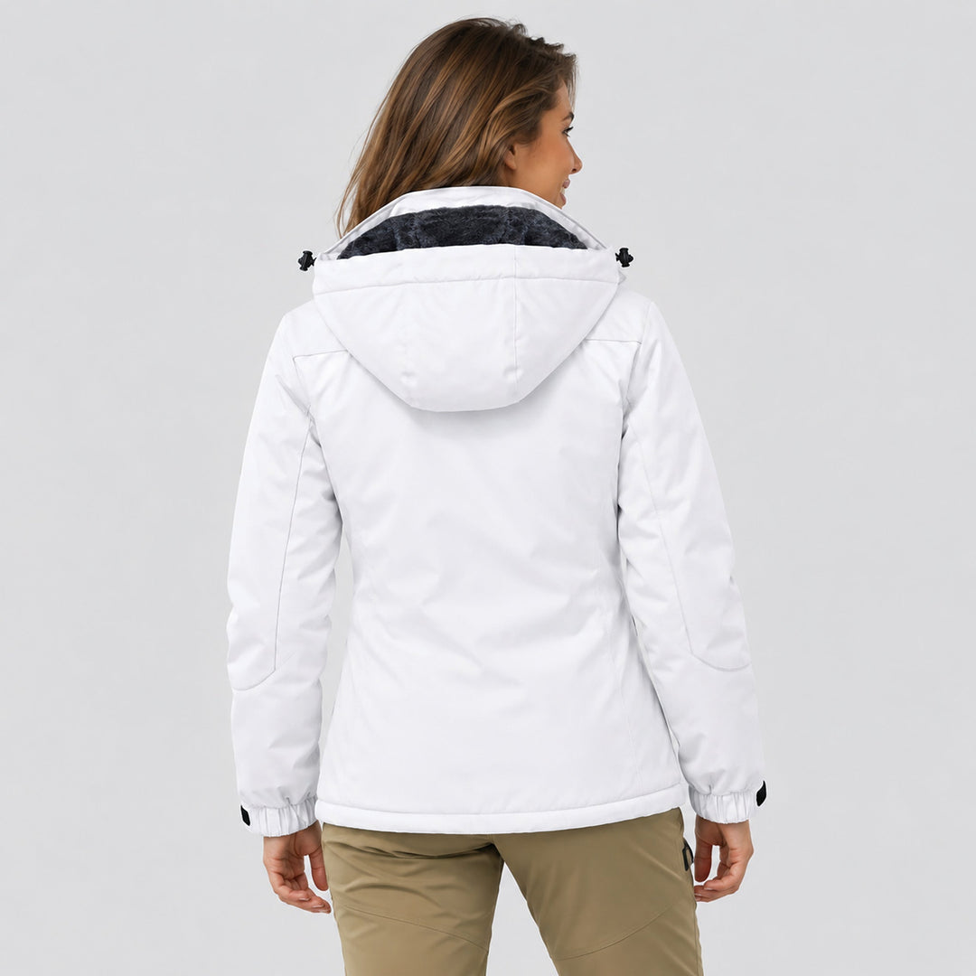 Veste de Ski Femme Doublée Polaire Imperméable Col Montant