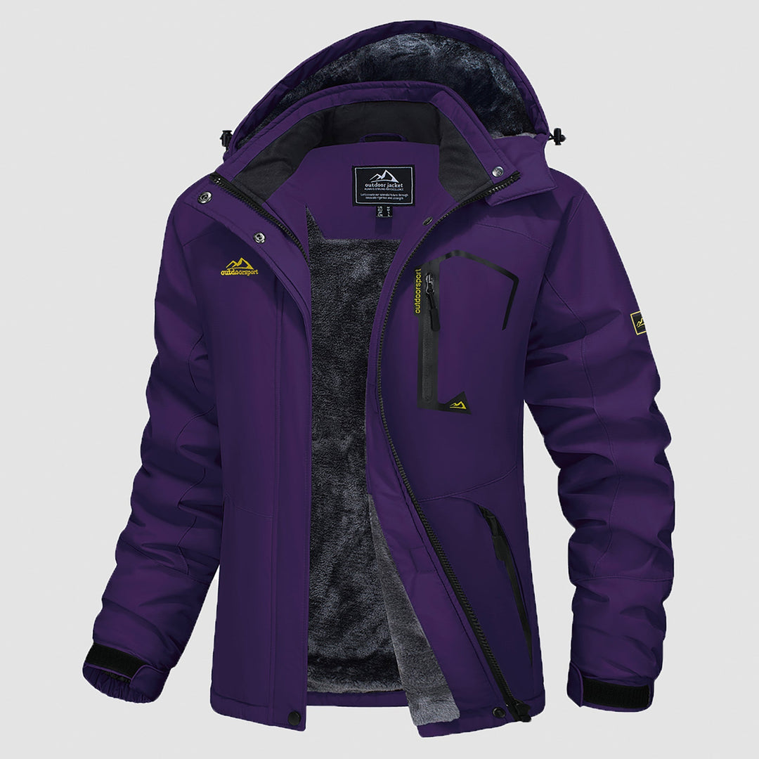 Veste de Ski Femme Doublée Polaire Imperméable Col Montant