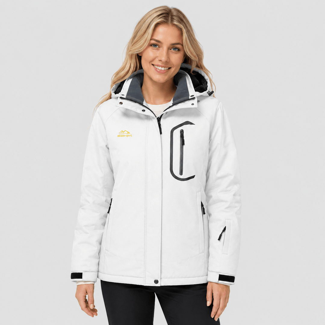 Veste de Ski Femme Imperméable Doublée Polaire à Capuche