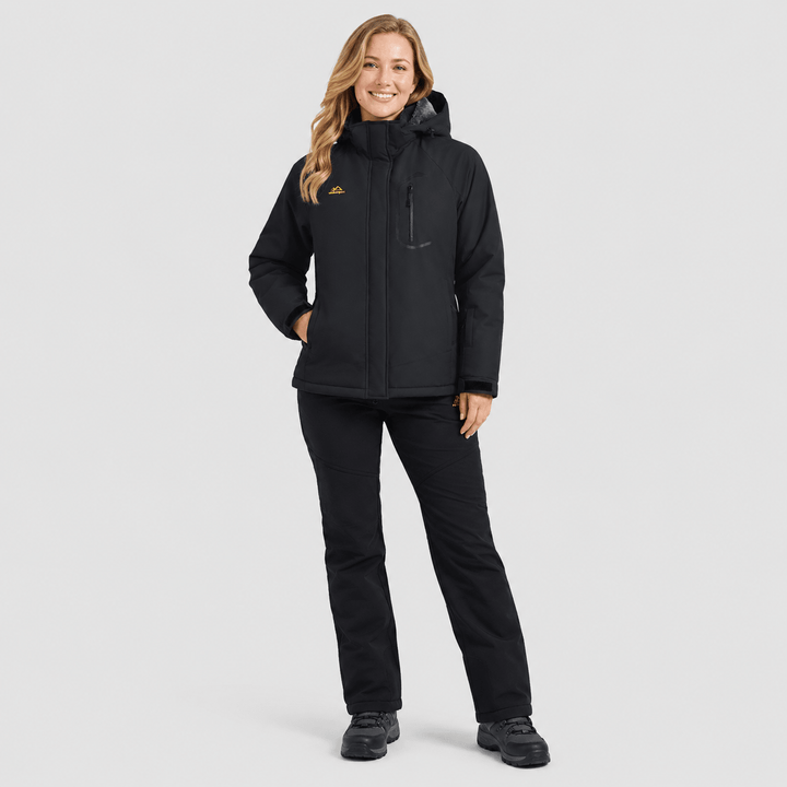 Veste de Ski Femme Imperméable Doublée Polaire à Capuche