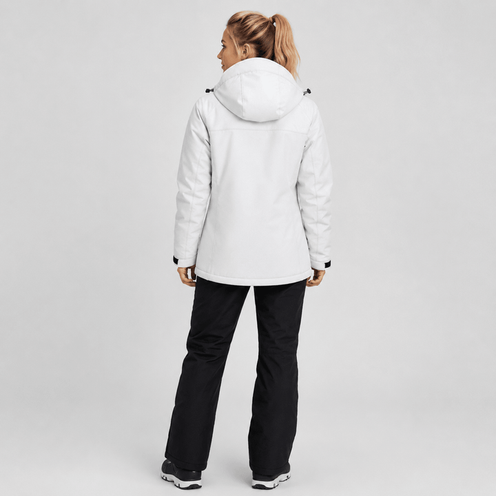 Veste de Ski Femme Imperméable Doublée Polaire à Capuche