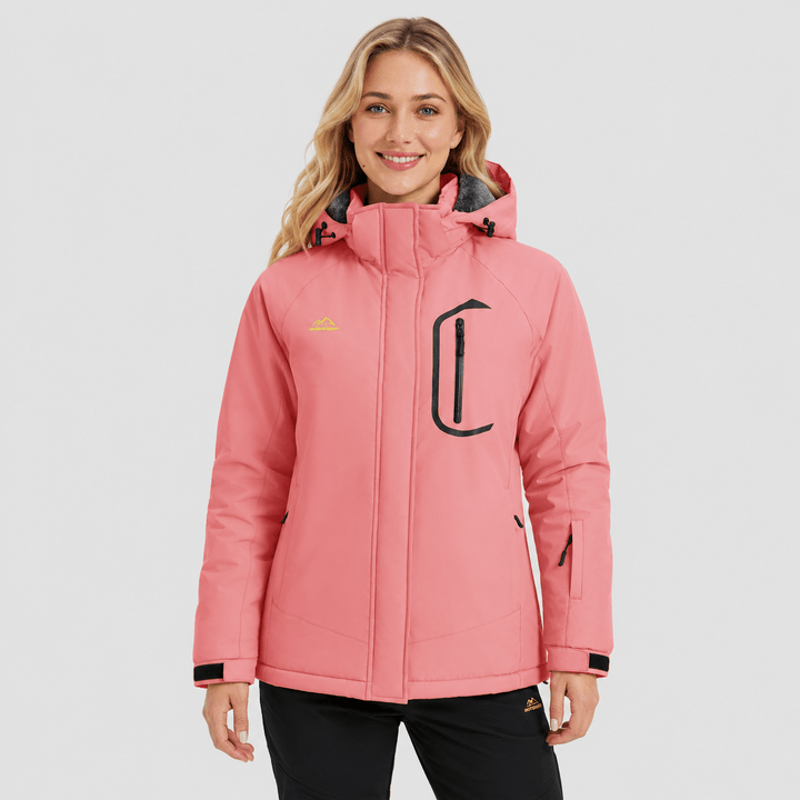 Veste de Ski Femme Imperméable Doublée Polaire à Capuche