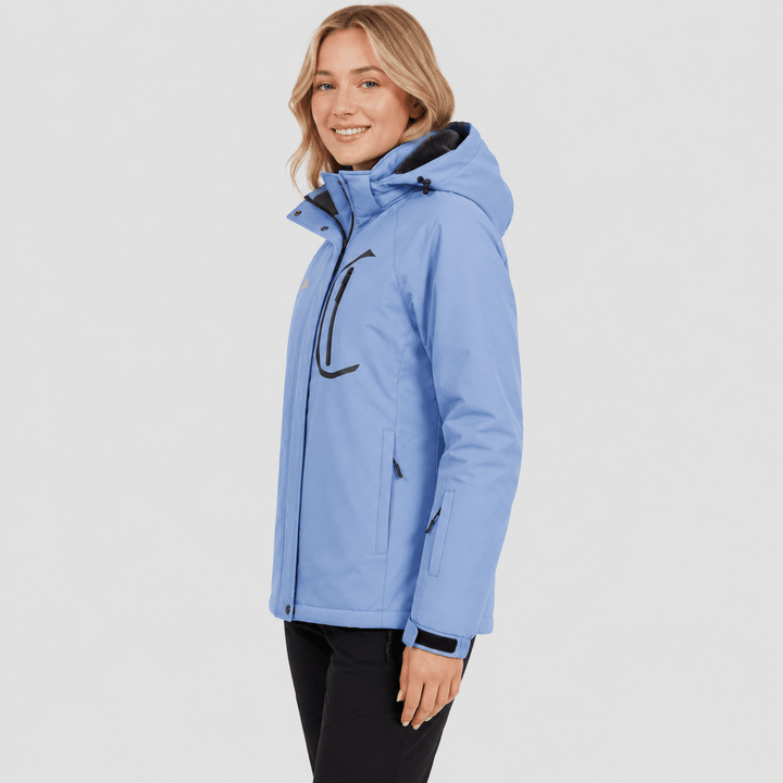 Veste de Ski Femme Imperméable Doublée Polaire à Capuche