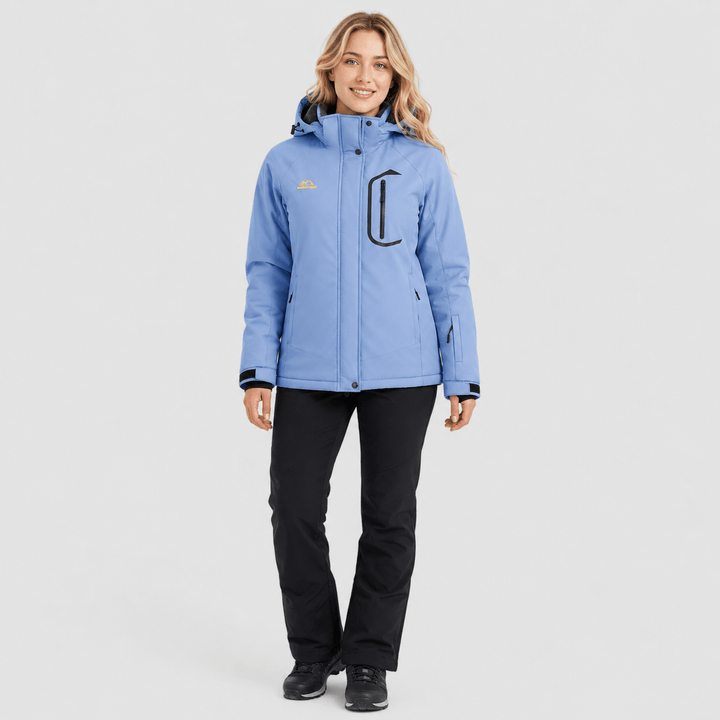 Veste de Ski Femme Imperméable Doublée Polaire à Capuche