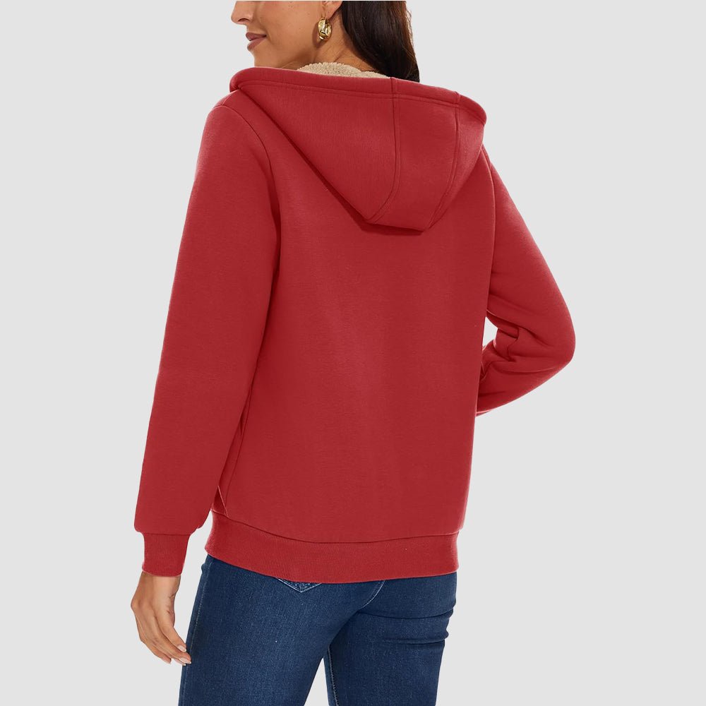 Sweat à Capuche Femme Doublé Sherpa Zippé avec Poches