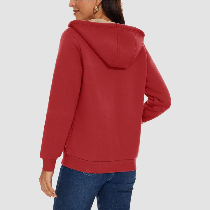 Sweat à Capuche Femme Doublé Sherpa Zippé avec Poches