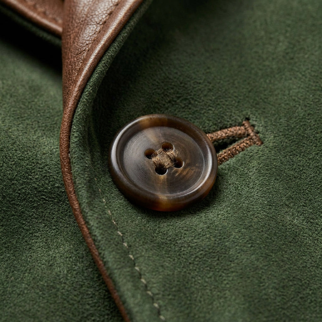 Veste en Daim Homme avec Col Montant en Cuir