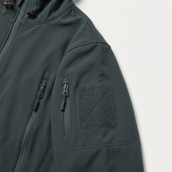 Giacca tattica softshell da uomo con cappuccio e tasche con zip