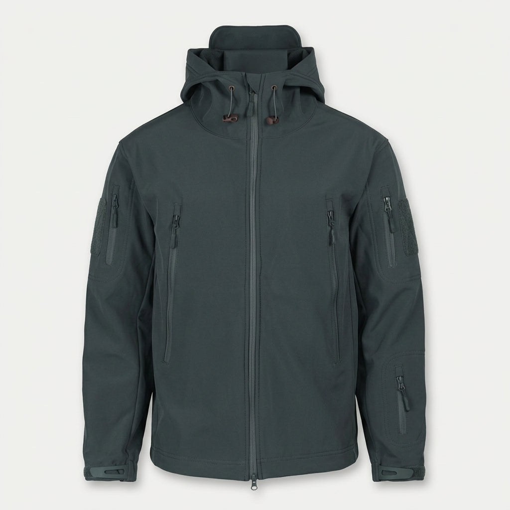Giacca tattica softshell da uomo con cappuccio e tasche con zip